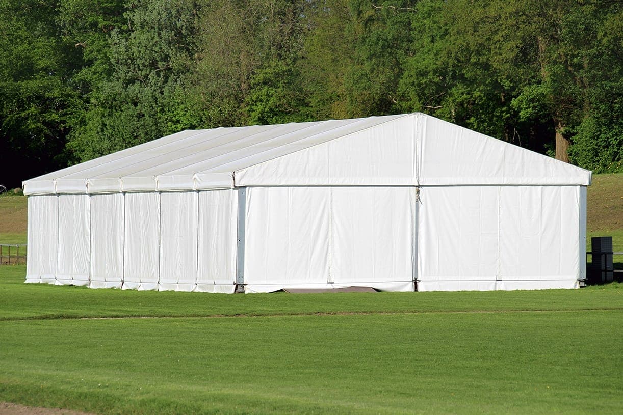 White clearspan marquee installed on grass