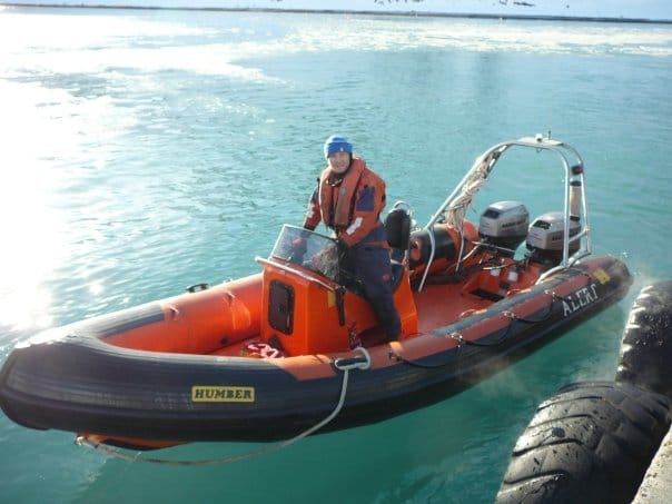 Safety Rib Boat Crew DFL Boatman on Rib In The Antarctic
